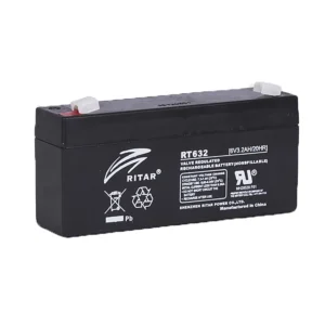 BATERIA RP VRLA 6V 3.2AH TERMINAL F1 PESO 0.6KGS MEDIDAS 134x34x60(66)MM