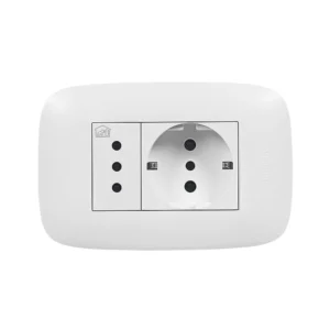 TOMACORRIENTE BTICINO SCHUKO + 3 EN LINEA CON ALVEOLOS PROTEGIDOS 16A/250V